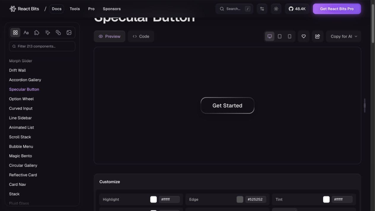 Specular Button: блик на объёмной кнопке
